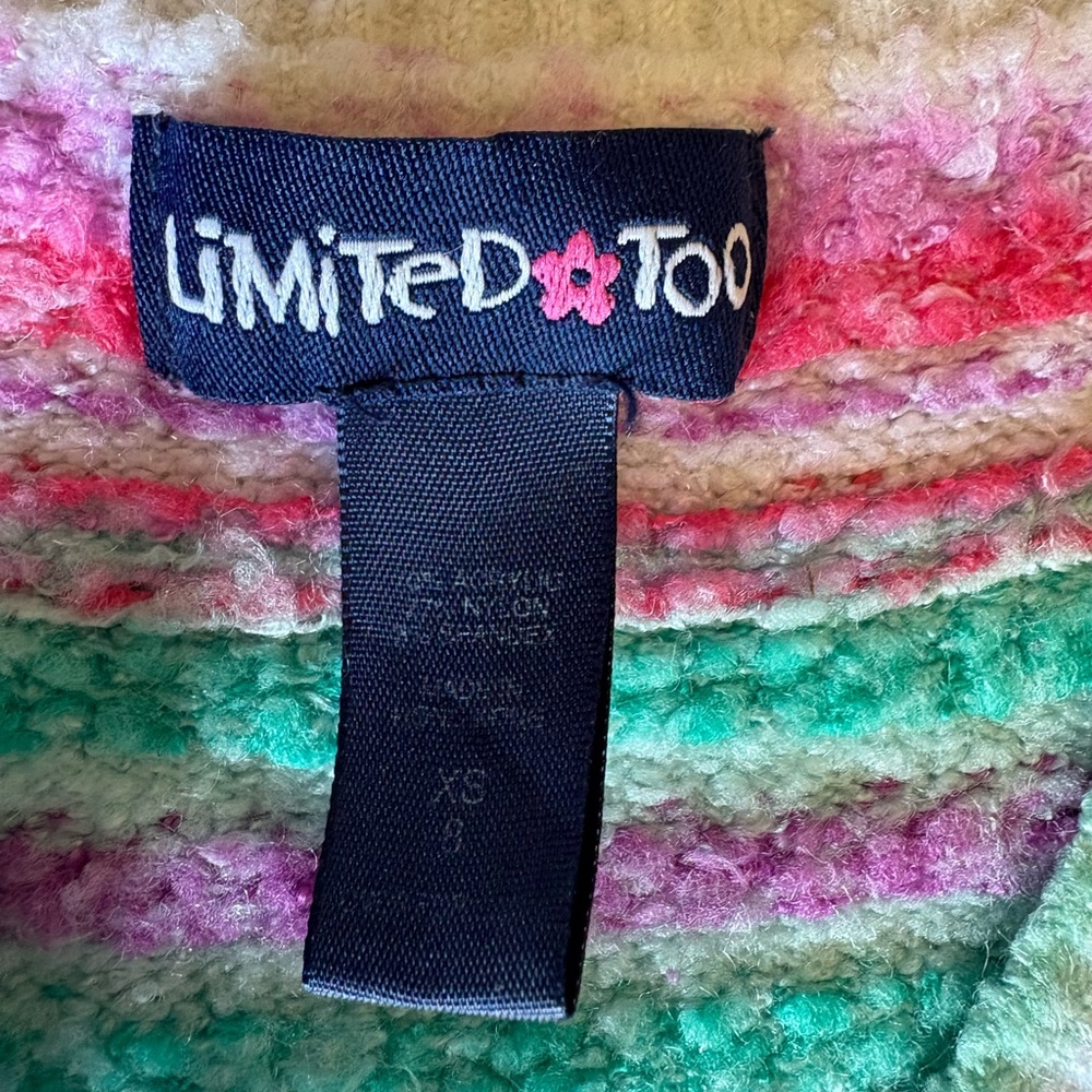 Limited Too Girls XS V Neck Sweater Beads Sparkles White Green Pink - Picture 7 of 7